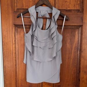 Elegant Gray Ruffle Tank top Top